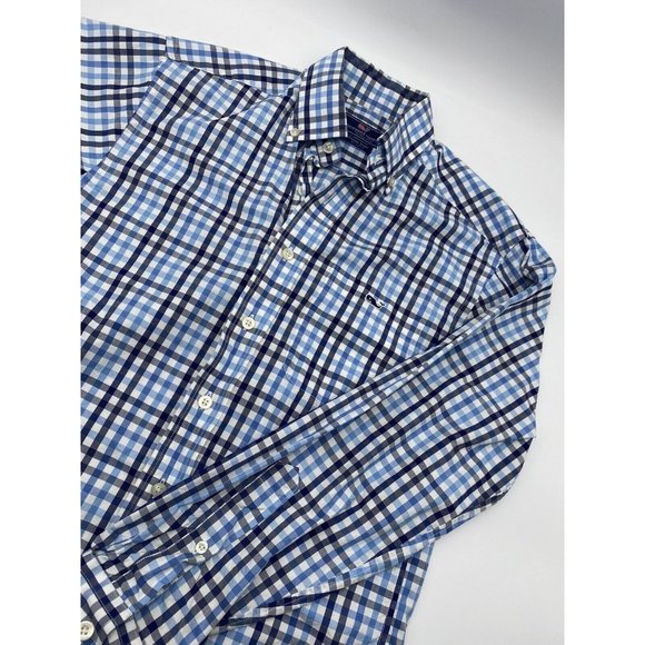 Vineyard Vines Shirt Adult Extra Small‎ Blue Plaid Button Up Tucker Men L/S - Picture 1 of 9